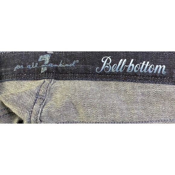7 For All Mankind Bell Bottom Jeans 28 Dark Wash Flare Hemmed To 30” Inseam - Picture 8 of 9